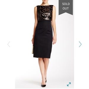 ML Monique Lhuillier Sequin Top Cocktail Dress